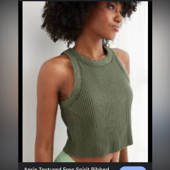 aerie Tops - Aerie Ribbed Tank Top - Olive